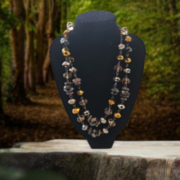 Trifari | Faceted Black, Crystal Rondelle Layered Statement Necklace - Picture 2 of 6